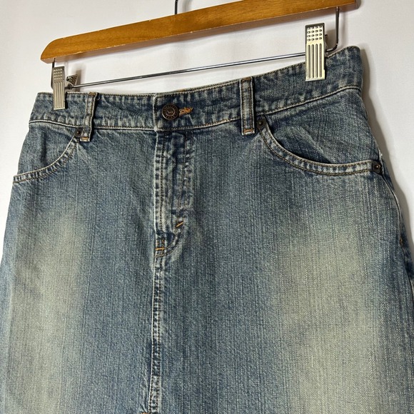 Armani Exchange A|X Jean Skirt  Size 4 Front Slit Denim Blue Midi Womens - Picture 2 of 8